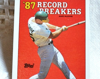 MARK MCGWIRE 3 Baseball Card 1988 Topps Trading Card Record Breaker Oakland Athletics MLB Baseball Vintage Sports Memorabilia PanchosPorch