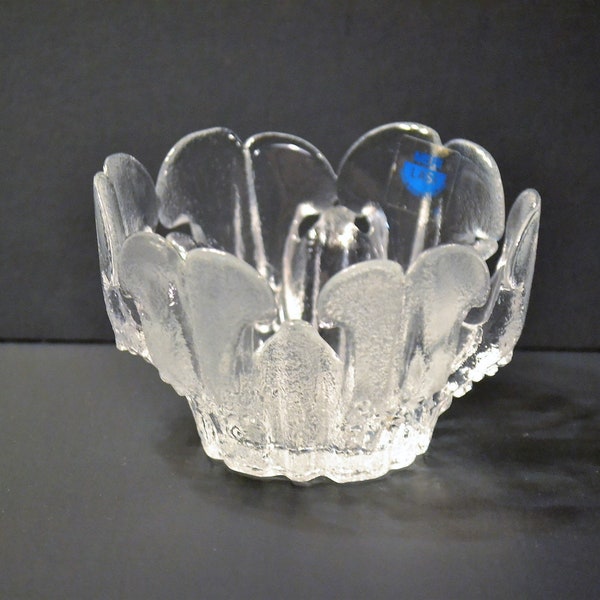 Vintage Meri Lasi Glass Candle Holder Bowl Frosted Finland Art Glass Collectible Glass PanchosPorch