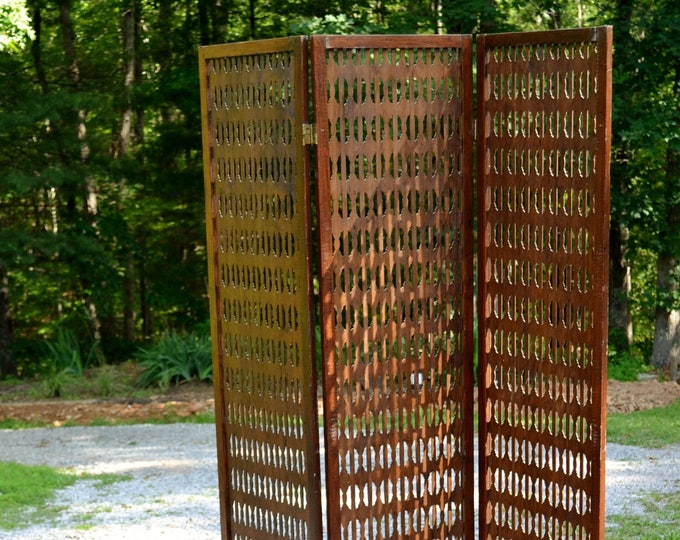Vintage Wooden Room Divider Screen 3 Panel Fretwork Moroccan Etsy