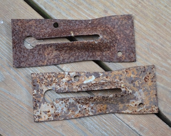 Vintage Rusty Metal Pieces Set of 2 Old Hardware Found Objects Architectural Salvage Weathered Distressed Craft Project Supply PanchosPorch