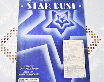 Vintage Star Dust Sheet Music 1938 Mills Music Original Sheet Music Paper Ephemera Wall Decor PanchosPorch