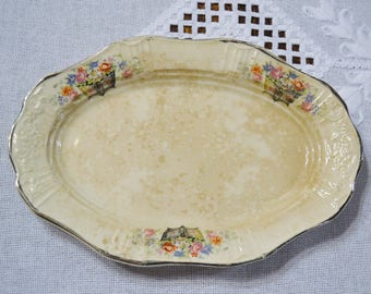 Vintage Small Platter Dish Edwin Knowles Floral Design Planter Vintage China Dish Chippy PanchosPorch