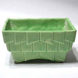 Vintage Cookson Pottery Planter Green Rectangular, Model CP-2806 USA, Mid Century Houseplant Succulent Pot