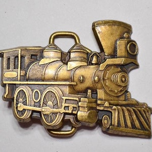 Vintage Brass Steam Engine Belt Buckle: Railroadiana Accessory