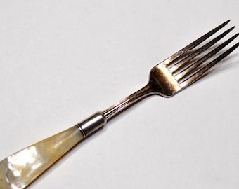 Vintage Mother of Pearl Fork Sterling Collar Antique Cutlery Flatware PanchosPorch