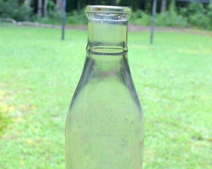 Vintage Glass Milk Bottle Quart Size Rustic Farmhouse Kitchen Decor