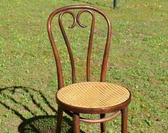 Vintage Bentwood Chair Cane Seat Thonet Style Sweetheart Back Dining Desk Chair Mid Century Furniture Cafe Bistro Seating PanchosPorch