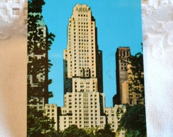 Vintage NEW YORK Postcard Essex House Hotel Central Park 1960s Americana Souvenir Post Card Memorabilia Tourism Paper Ephemera PanchosPorch