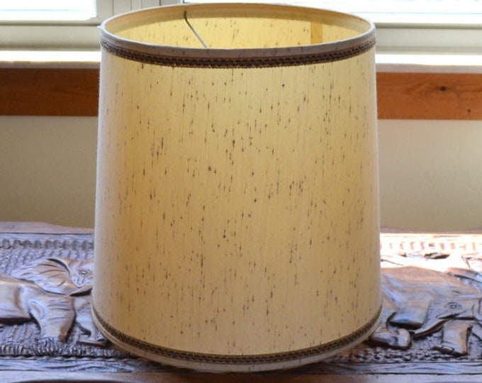 Vintage Drum Lamp Shade Retro Beige Speckled Round Lampshade 15 Inch