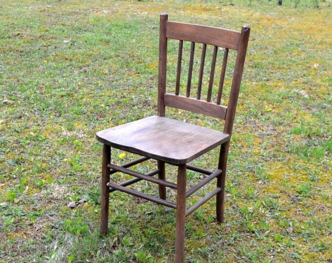 Vintage Rustic Wooden Chair Rustic Smooth Spindle Backrest Accent Chair