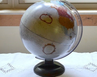 Vintage Replogle Globe Platinum Classic 12 inch Mounted World Globe Plastic Base Home Decor PanchosPorch