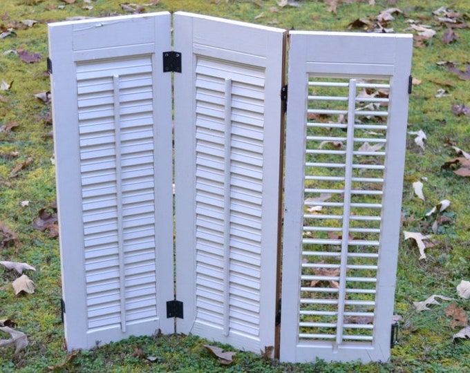 Vintage Wooden Shutters White Wood Window Shutter Pair Hinged Indoor
