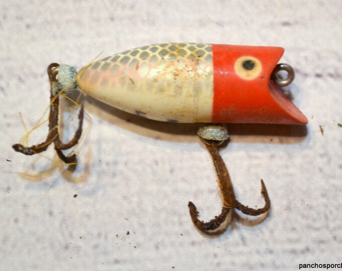 Vintage Heddon Tiny Lucky 13 Fishing Lure Small White Red With Etsy
