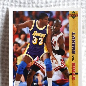 Carte de basket-ball Magic vs Jordan 1992 pont supérieur n° 34 Magic Johnson Michael Jordan, souvenirs de sport vintage à collectionner PanchosPorch
