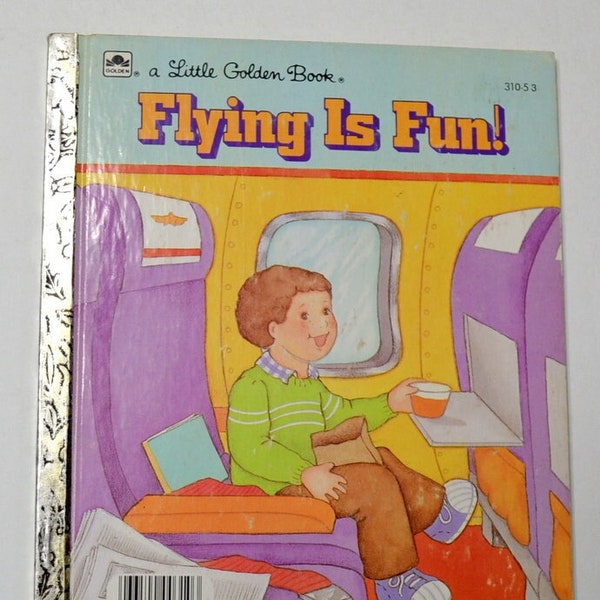 Vintage FLYING is FUN Little Golden Book Airplane Travel Illustrated Children Book Carol North Bedtime Story 1980s Nostalgia PanchosPorch