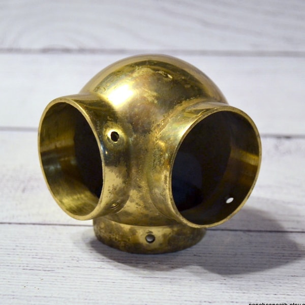 Vintage Brass Foot Rail Ball End Piece Aged Patina For 2 inch Tubing Salvaged Brass Foot Rail Piece Spare Part PanchosPorch