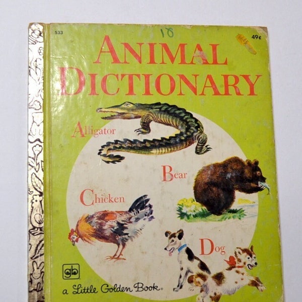 Vintage Animal Dictionary Little Golden Book Jane Werner Watson Illustrated Childrens Story Book 1970s Childhood Memory PanchosPorch