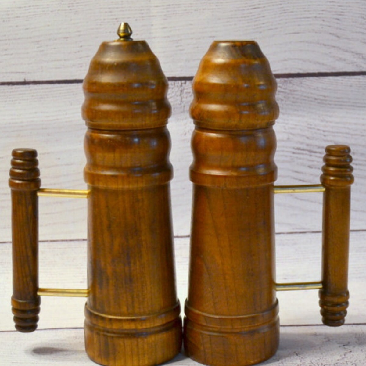 Vintage Wooden Salt Shaker Pepper Grinder | Etsy