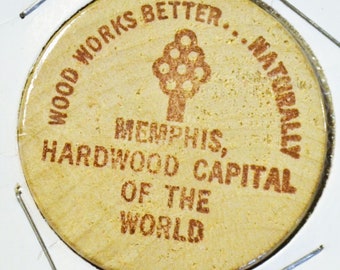 Vintage Wooden Nickel Hardwood Capitol Memphis Tennessee Souvenir Wood Token Coin Advertising Memorabilia PanchosPorch
