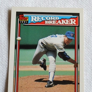 Nolan Ryan 1991 Topps Record Breaker Baseball Card - Rangers Memorabilia