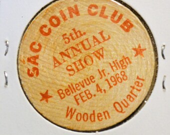 Vintage Wooden Nickel Western Electric Greensboro North Carolina Souvenir Wood Token Coin Advertising Memorabilia PanchosPorch