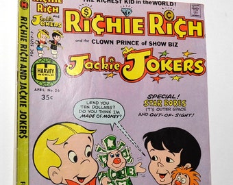 Vintage Richie Rich Jackie Jokers Comic Book No 26 Harvey Comics April 1978 Poor Little Rich Boy Prop Childhood Memory PanchosPorch