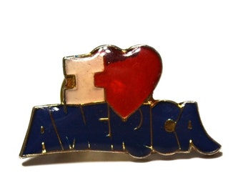 Vintage I Love America Lapel Hat Pin Patriotic Red White Blue Souvenir PanchosPorch