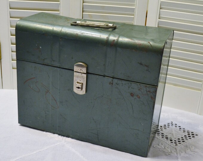 Vintage Green Metal File Box Rustic Urban Office Decor Storage Etsy