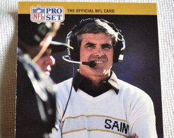 JIM MORA Football Card 221 Pro Set 1990 Trading Card New Orleans Saints Coach 1990s NFL Football Vintage Sports Memorabilia PanchosPorch