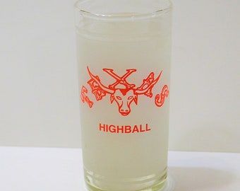 Vintage Texas Highball Glass Tumbler Lone Star State Red Steer Bull Travel Souvenir Barware Glassware PanchosPorch