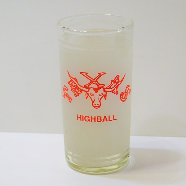 Vintage Texas Highball Glass Tumbler Lone Star State Red Steer Bull Travel Souvenir Barware Glassware PanchosPorch