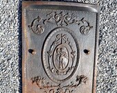 Antique Cast Iron Fireplace Cover Woman Old Ornate Metal Architectural Salvage Victorian PanchosPorch