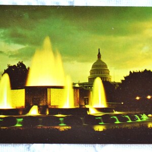 Carte postale vintage WASHINGTON DC Capitol Building carte postale avec vue nocturne, souvenirs américains, papier publicitaire éphémères PanchosPorch