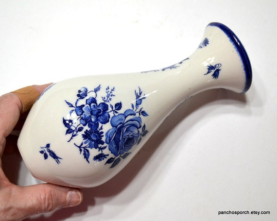 Vintage Blue White Floral Ceramic Lamp Part: Restoration Hardware