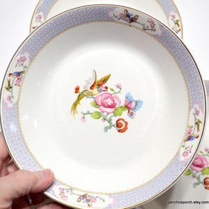 Vintage Johnson Bros Soup Bowls (Set of 4): Birds & Floral Indian Tree