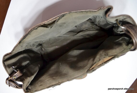 Vintage Leather Pilots Bag Worn Weathered Brown L… - image 9