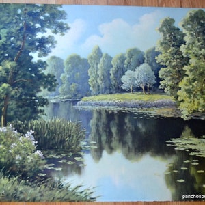 Vintage Cool Waters Print by E Gaufrioun Landscape Soothing Water