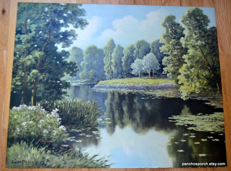 Vintage Cool Waters Print by E Gaufrioun Landscape Soothing Water