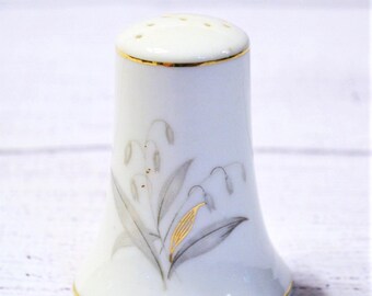 Vintage Golden Rhapsody Pepper Shaker: Mid Century Gray Gold Leaves, Japan
