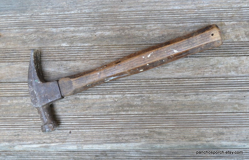 Vintage Claw Hammer Unmarked Old Construction Tool Metal Wood