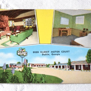 Carte postale GEORGIE vintage Brer Rabbit Motor Court Motel Dublin Americana carte postale souvenirs, papier publicitaire éphémères PanchosPorch