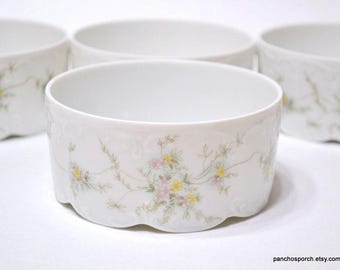 Vintage Rosenthal Catherine Dessert Bowls: Pastel Floral Dinnerware, Set of 4