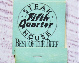 Vintage Fifth Quarter Steakhouse Matchbook Blue Black Restaurant Souvenir Advertising Collectible Paper Ephemera Tobacciana PanchosPorch
