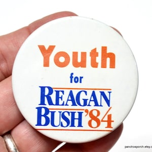 Vintage Youth for Reagan Bush Political Button Pinback 1984 Presidential Campaign Pin Voting American Politics Memorabilia PanchosPorch