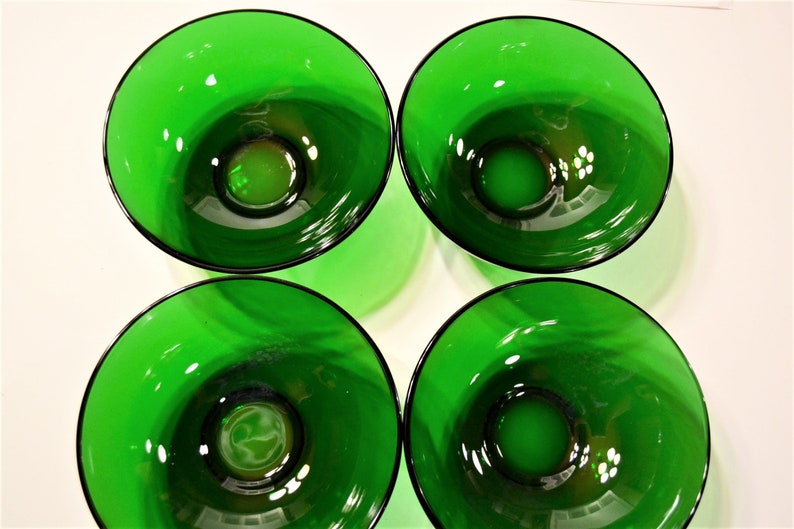 Vintage Forest Green Dessert Bowl Set of 4 Bowl Anchor Hocking Retro Glassware Kitchen Ware PanchosPorch