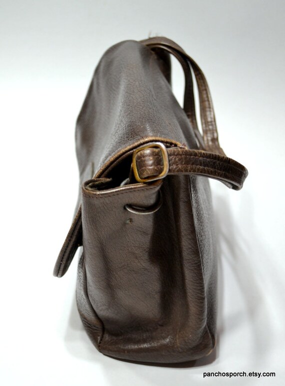 Vintage Leather Pilots Bag Worn Weathered Brown L… - image 5
