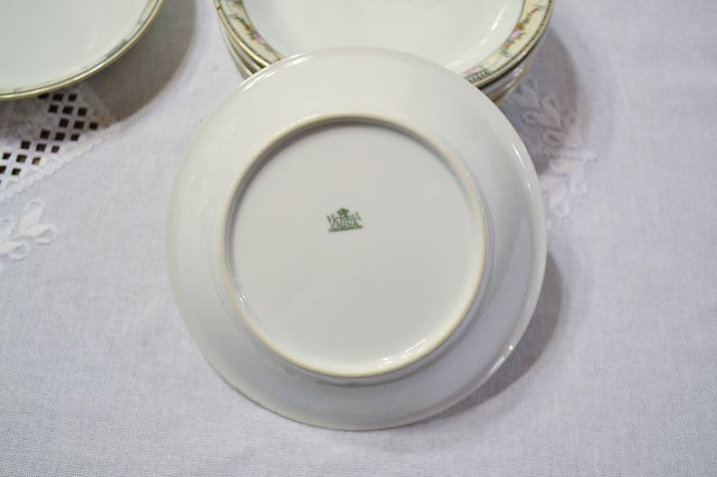 Vintage Victoria China Coupe Soup Bowl Set of 4 Floral Pattern Czechoslovakia Replacement Victorian Style Wedding Panchosporch