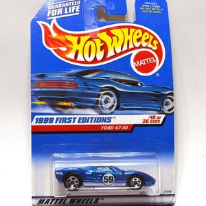 Vintage Ford GT40 Diecast Car Hot Wheels Mattel Blue 1/64 Scale 1999 First Editions Unopened Memorabilia Panchosporch