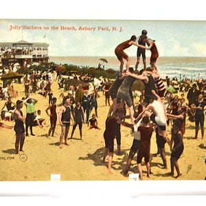 Carte postale vintage ASBURY PARK New Jersey Jolly Bathers on Beach pyramide souvenir carte postale souvenirs papier éphémères PanchosPorch