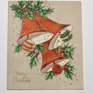 Carte de Noël vintage sonnant des cloches Carte de voeux coucou sans enveloppe Papier éphémère Décoration de vacances Carte artistique Co PanchosPorch